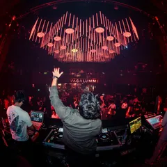 A fish-eye view of the incredible architecture and packed dance floor at Vagalumme, Goa. My goal is to fill every corner of the venue with sound and energy, creating a truly immersive clubbing experience.