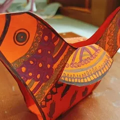 This intricate paper bird, detailed with traditional patterns, is an example of the beautiful craftwork our students produce. These monthly workshops allow them to explore form and decoration beyond the sketchbook.
