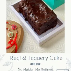 A closer look at my Ragi & Jaggery Cake, a guilt-free treat perfect for Rakhi or any time you want something sweet but wholesome.