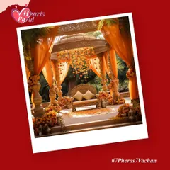 This beautifully decorated mandap is where the sacred 7 pheras and 7 vachan take place, turning dreams into reality. Each step taken around the holy fire is a promise for a lifetime of love.