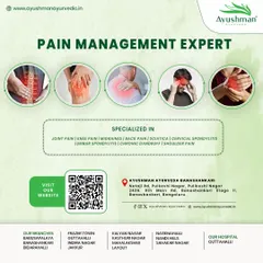 As pain management experts, we specialize in a wide range of conditions including joint and knee pain, migraines, sciatica, and spondylitis. This graphic shows the breadth of our expertise, available at our Banashankari clinic and other locations.