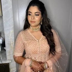 A perfect example of my signature glowing skin for Simran's engagement. The focus is on a flawless base that looks like second skin.