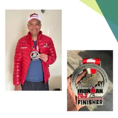 Alok with his finisher medal from the Ironman 70.3 Bahrain, where he achieved a personal best. The journey is long, but the rewards are worth every mile.