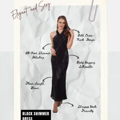 A breakdown of what makes this black shimmer dress so special. The cross-neck design, body-hugging fit, and all-over shimmer create a look that is both elegant and sexy.