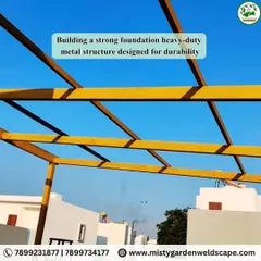A strong foundation is crucial. This heavy-duty metal structure is designed for durability and is the backbone of the entire pergola.