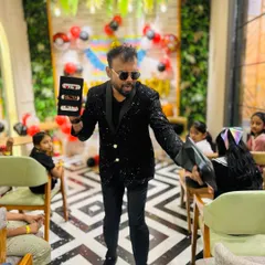 A dynamic shot of me interacting with the audience. I'm always moving and engaging with the crowd to keep the energy high.