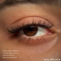 This is the goal: flawless, fluttery lashes that look and feel like your own, but better. This close-up shows the detail and artistry in a classic eyelash extension set, designed to enhance your natural eye shape.