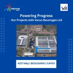 We delivered this 4227 kWp CAPEX solar project for Varun Beverages Ltd in Begusarai. Each project is a step towards a more responsible and sustainable future for our partners in the beverage industry.