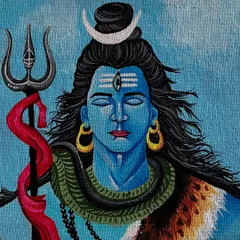 An acrylic on canvas painting of Lord Shiva in meditation. I used a classic depiction to evoke a sense of calm, power, and spiritual strength.
