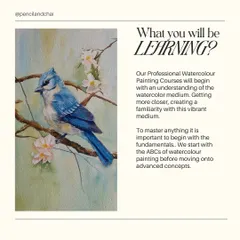 Our courses begin with the fundamentals. You will learn the ABCs of watercolor painting, from understanding the medium to creating beautiful, detailed artworks like this bluebird.