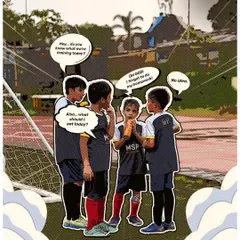 The pre-training huddle: some are thinking about drills, some about food, and some just remembered their homework. This is the beauty of youth football.