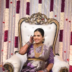 A happy, candid moment from Sahana's baby shower. Her makeup is designed to look flawless and feel comfortable throughout the event.