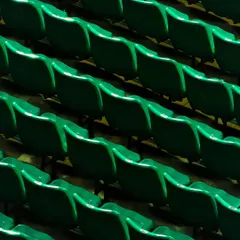 An abstract view of the empty green stadium seats. I look for these graphic compositions that tell a story about the venue itself.