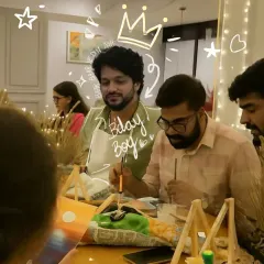 Celebrating a birthday with art is always a great idea. Here, the birthday boy and his friends are enjoying a guided painting session. No prior art experience is needed; we make sure everyone feels comfortable and leaves with a piece they are proud of.