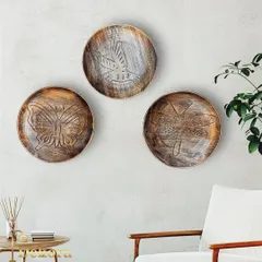 A creative wall decor set of three plates, perfect for adding a unique touch to a modern or rustic home.