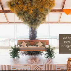 We created this beautiful tree to bring the vibes of Bali to this Haldi ceremony. The design was inspired by the bride's vision for a unique and picturesque celebration with her loved ones.