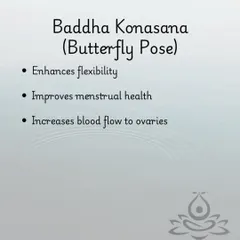 Baddha Konasana (Butterfly Pose) is a classic pose for women's health that enhances flexibility and increases blood flow to the ovaries.