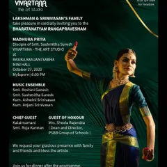 Announcing the Arangetram, or solo stage debut, of my first student. I provide intensive, one-on-one guidance for this milestone, covering everything from choreography and Nattuvangam to performance preparation.