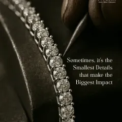 The smallest details make the biggest impact. This close-up shot shows the precision and alignment of each stone in a classic diamond tennis bracelet, a timeless piece that can be crafted in silver or white gold.