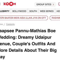 So excited to be featured on Zoom for my work on Taapsee Pannu and Mathias Boe's wedding. It was an honor to be part of their big day.