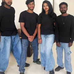 Our professional performance team ready for a corporate show. We coordinate costumes and styles to present a polished and unified look on stage.