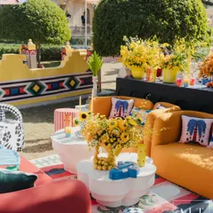 This Mehendi was a vibrant celebration of culture, where India met Africa in a riot of color. We used bold, African-inspired graphic prints and sculptural furniture to create an artful, joyful atmosphere that was deeply personal to the couple.