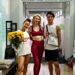 With fellow practitioners at the Ashtanga Yoga Center of Bangkok. The global Ashtanga community is a beautiful thing, a network of support and shared passion for the practice.