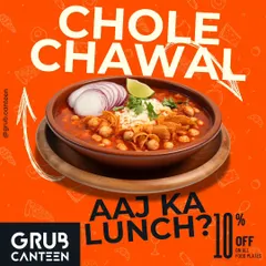A comforting bowl of our Dilli-style Chole Chawal. This classic dish of spiced chickpeas served with fluffy basmati rice is a wholesome and flavorful option for your daily office lunch.