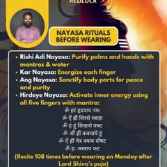 Before wearing a One-Faced Rudraksha, specific Nyasa rituals are performed to purify and energize the body. This includes purifying the palms, energizing the fingers, and activating your inner energy with specific mantras recited 108 times.
