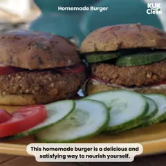 This homemade burger is a delicious and satisfying way to nourish yourself. The patty is made from wholesome, plant-based ingredients, proving that you don't have to give up your favorite foods to be healthy.