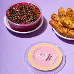 My summer special Sizzling Beetroot Yogurt Dip. It's made with Greek yogurt and topped with a tempered seed mix. Jain options are available.