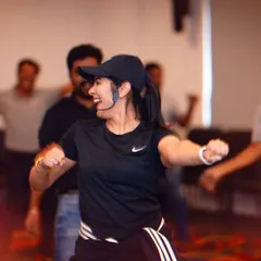 The joy is contagious in this shot from a high-energy dance fitness class. My goal is to create a space where employees can let go of stress and just enjoy the movement.