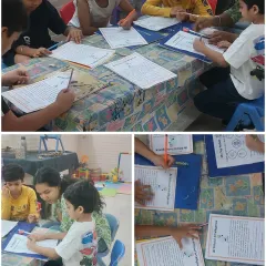 A glimpse of our interactive sessions. The children are engaged in worksheets and discussions, showing how we blend structured learning with creative freedom in a supportive environment.