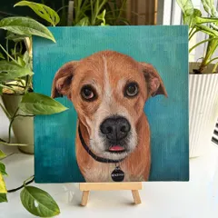 Here is Benji's finished portrait, ready for its journey. A custom pet painting is a thoughtful gift for friends and family, near or far.