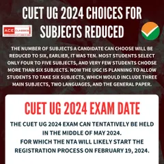 Stay updated on changes to the CUET UG 2024 exam pattern. This post details the reduction in the number of subjects a candidate can choose and provides the tentative exam date.