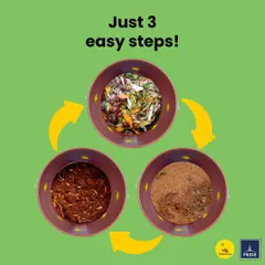 Composting is a simple, 3 step aerobic process. You add your waste, cover it with a dry material like our Remix Powder to provide carbon and absorb moisture, and let nature do the rest.