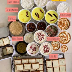 An elaborate and heartwarming lunch for a workshop of 40 people. The menu included Kadhi Chawal, Gulab Jamoon, Kadai Paneer, Curd Rice, Chutney Sandwiches, and more.