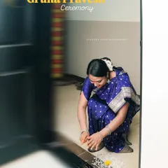 Capturing the traditional rituals of a Gruha Pravesh ceremony as the homeowner performs a puja at the doorstep. I document these important cultural moments with respect and care.