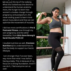 My certifications in CrossFit, Pre & Postnatal Fitness, and Precision Nutrition were just the start. My own pregnancy and postpartum journey was the real education. I'm stronger now than before I had a baby because I focused on a strong foundation, and I can help you do the same.