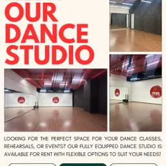 Our studio is available for rent with flexible options for your classes, rehearsals, or events. We've designed the space to be a fully equipped, plug and play solution for creators and instructors.