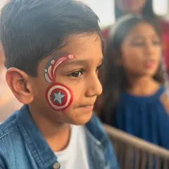 Captain America reporting for duty! I love painting superhero designs for kids. Seeing them transform into their favourite characters is just the best.
