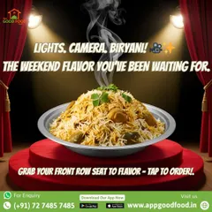 Lights, camera, biryani! We give our biryani the main-stage treatment it deserves. This steaming platter of aromatic chicken biryani is the weekend flavor you have been waiting for.