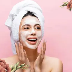 A trivia image showing a woman happily washing her face. This is a visual clue for our trivia question about the product that keeps pores clear.