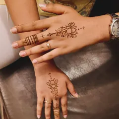 For those who believe less is more. This simple lotus motif on the back of the hand is a perfect example of minimal mehendi.