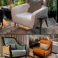 This curation of armchairs showcases our dedication to blending comfort and craftsmanship. Drawing inspiration from mid-century elegance, these pieces feature sculptural silhouettes and a harmony of neutral tones with lively accents, redefining the art of seating.