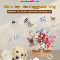 Chew joy, the Doggyman way. I have a whole collection of these durable cotton toys for endless chewing fun. They're safe, promote dental health, and are perfect for all dog sizes.