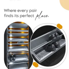 Here, every pair finds its perfect place. My pull-out shoe organizers are designed with ventilated bases to help footwear breathe, keeping them fresh and in top condition.