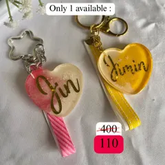 One for the Jin stans and one for the Jimin stans. These heart-shaped keychains are part of my bias drop, with only one of each available.