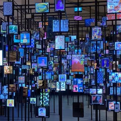 An installation for the 'Artify' trend, exploring the metaverse and digital art consumption. We designed a forest of screens, each displaying a unique NFT, creating an overwhelming and immersive experience that questions the nature of a gallery in the digital age.