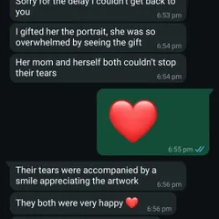 The reactions from clients are what make this work so profound. These messages show the deep emotional impact a memorial portrait can have, bringing both tears and smiles.